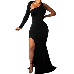 Elegant One Shoulder Backless Evening Long Dress